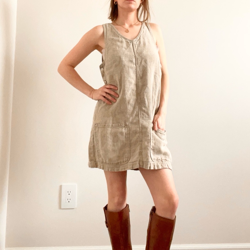 Vintage Gap Linen Parch Pocket Mini Dress